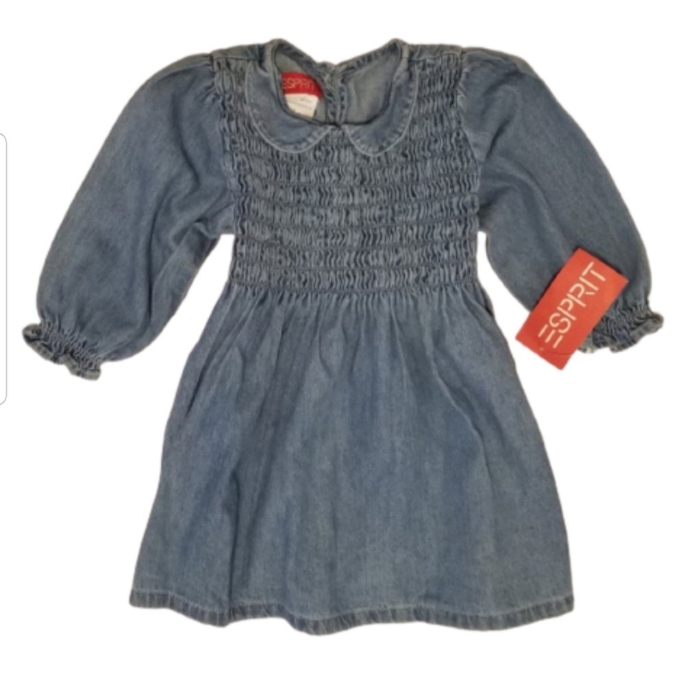 Esprit Vintage Denim Smocked Toddler Dress Size 2 NEW NWT